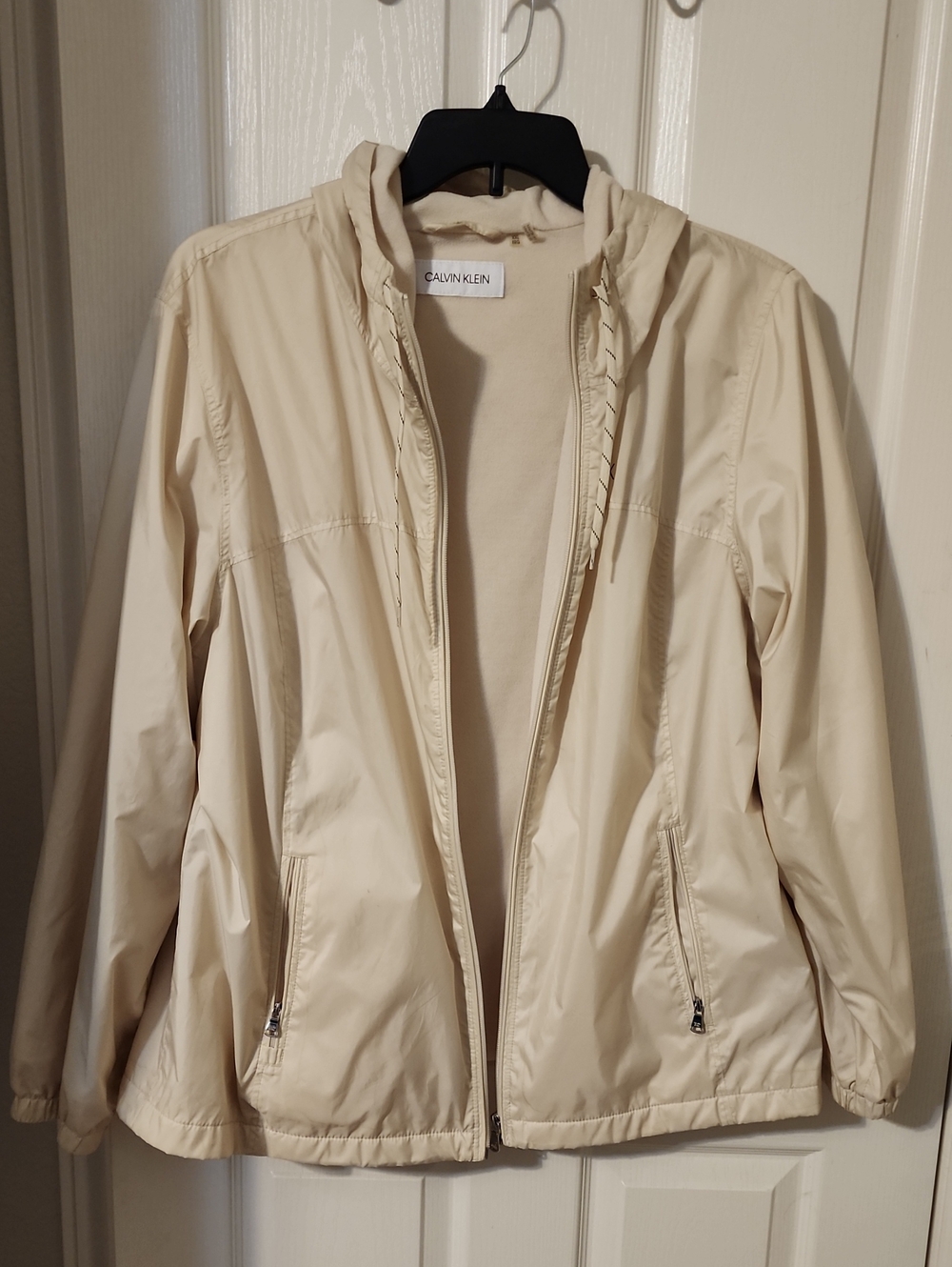 Calvin Klein Women's Cream Hooded Utility Jacket